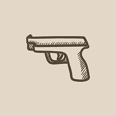 Image showing Handgun sketch icon.