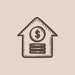 Image showing House with dollar symbol sketch icon.