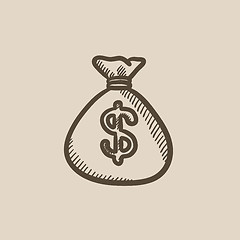 Image showing Money bag sketch icon.