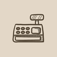 Image showing Cash register machine sketch icon.