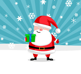 Image showing Santa ouside with a present