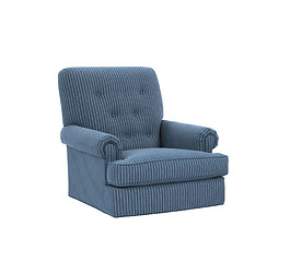 Image showing Dark blue soft armchair isolated on white