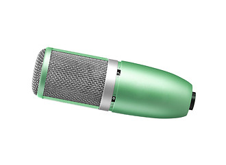 Image showing green microphone on a white background