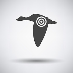 Image showing Flying duck  silhouette with target  icon