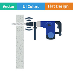 Image showing Flat design icon of perforator drilling wall