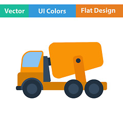 Image showing Flat design icon of Concrete mixer truck 