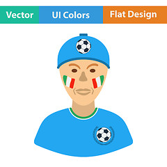 Image showing Football fan with painted face by italian flags icon