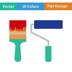 Image showing Flat design icon of construction paint brushes