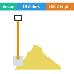 Image showing Flat design icon of Construction shovel and sand