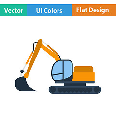 Image showing Flat design icon of construction bulldozer