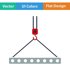 Image showing Flat design icon of slab hanged on crane hook