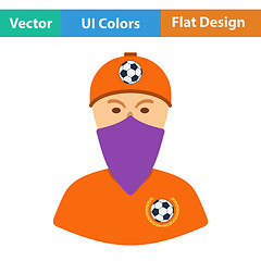 Image showing Football fan with covered  face by scarf icon. 