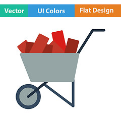 Image showing Flat design icon of construction cart 