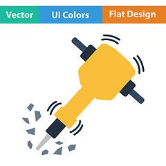 Image showing Flat design icon of Construction jackhammer