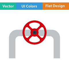 Image showing Flat design icon of Pipe with valve