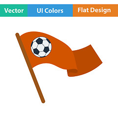 Image showing Football fans waving flag with soccer ball icon. 