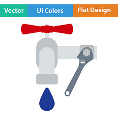 Image showing Flat design icon of wrench and faucet