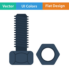 Image showing Flat design icon of bolt and nut