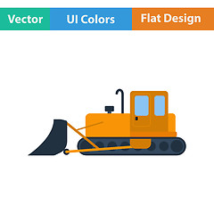 Image showing Flat design icon of Construction bulldozer