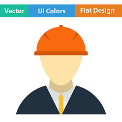 Image showing Icon of construction worker head in helmet