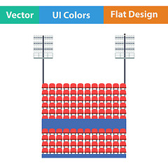 Image showing Stadium tribune with seats and light mast icon. 