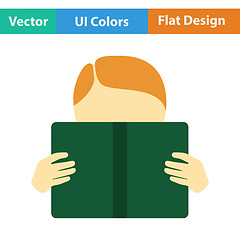 Image showing Flat design icon of Boy reading book