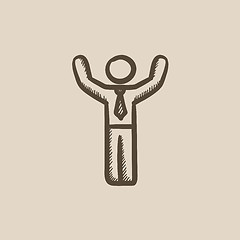 Image showing Man with raised arms sketch icon.