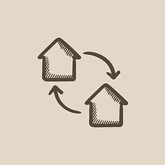 Image showing House exchange sketch icon.