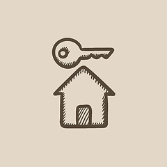 Image showing Key for house sketch icon.