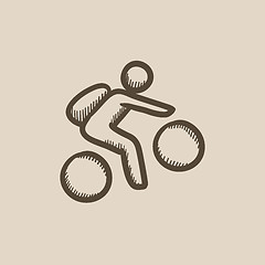 Image showing Man riding bike sketch icon.