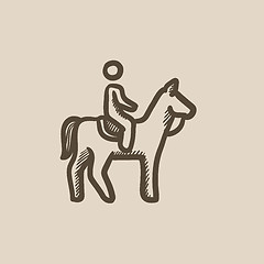 Image showing Horse riding sketch icon.