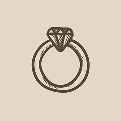 Image showing Diamond ring sketch icon.