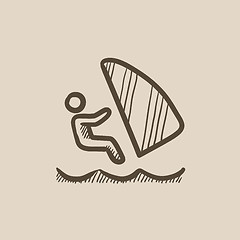 Image showing Wind surfing sketch icon.