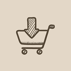 Image showing Online shopping cart sketch icon.