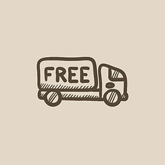 Image showing Free delivery truck sketch icon.