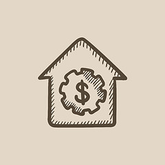 Image showing House with dollar symbol sketch icon.