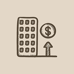 Image showing Growth of real estate market sketch icon.