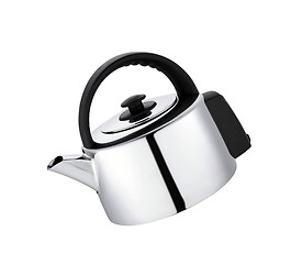 Image showing Modern metal teapot on a white background