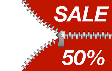 Image showing Zipper revealing a discount for sale purposes