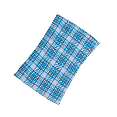 Image showing Blue plaid pillow isolated on white