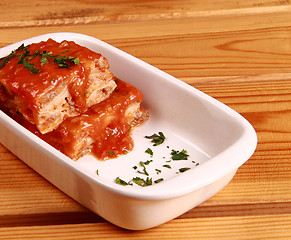 Image showing lasagna on dish