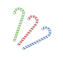 Image showing three colored candy cane isolated