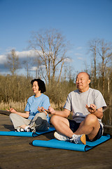 Image showing Senior asian couple exercise