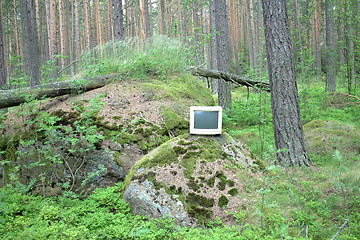 Image showing Ubiquitous computer. Old monitor storm threw