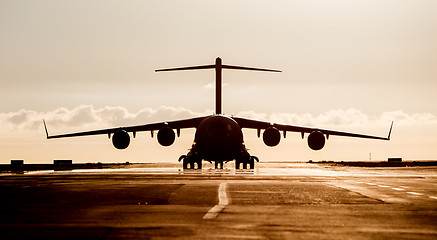 Image showing Large military cargo plane silhouette