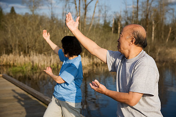 Image showing Senior asian exercise