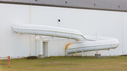 Image showing Outside view of a large waterslide