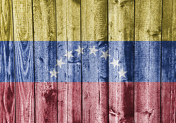 Image showing Flag on weathered wood