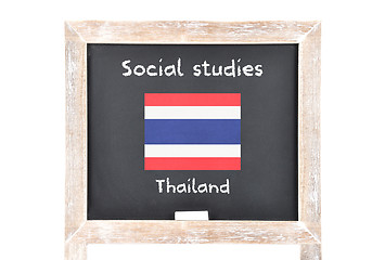 Image showing Social studies with flag on board