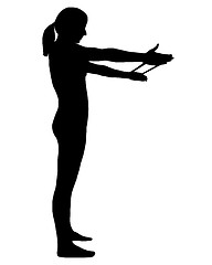Image showing Silhouette of woman doing exercises